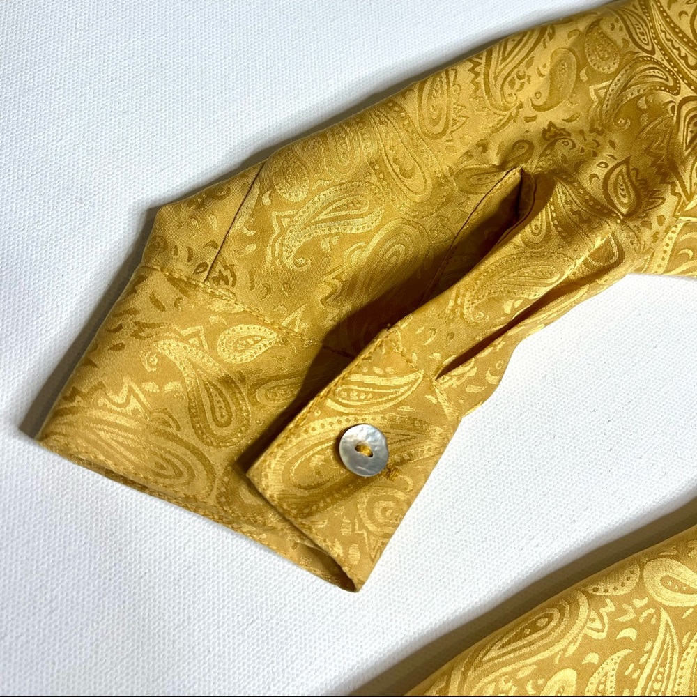 Gold 100% Silk Button Down - Picture 3 of 5
